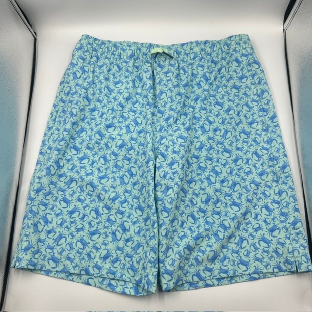 Southern‎ Tide XL 9" Aqua Blue Crab Print Skipjack Mesh Lined Swim Trunks 30"w